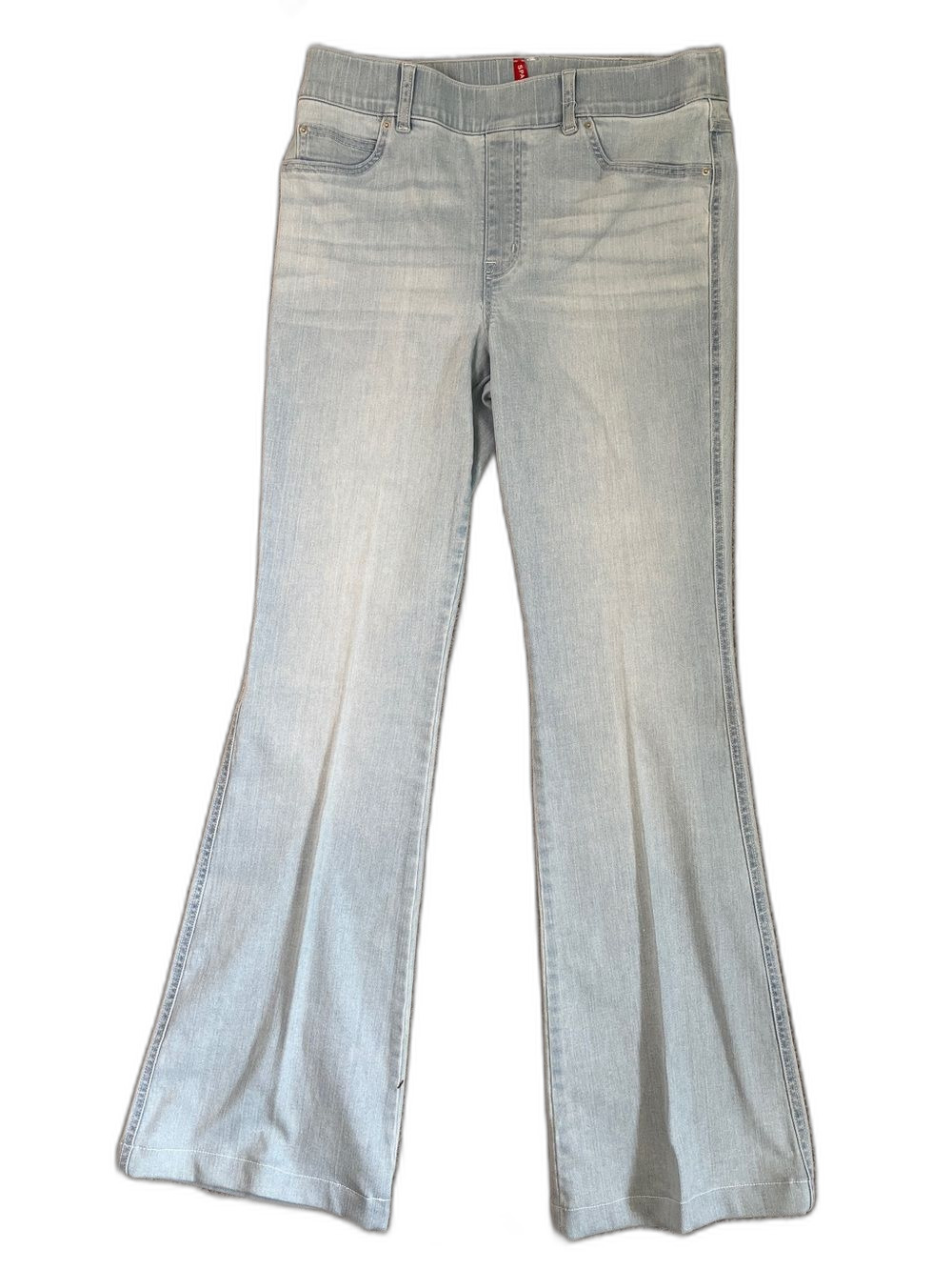 Spanx Retro Flare High Rise Light Wash Stretch Pull-On Jeans Size Large